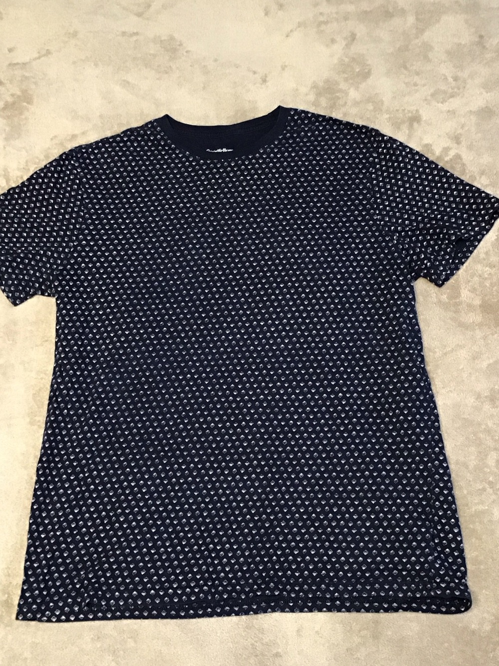 Goodfellow & Co Navy Short Sleeve Crewneck with Micro Dot Print